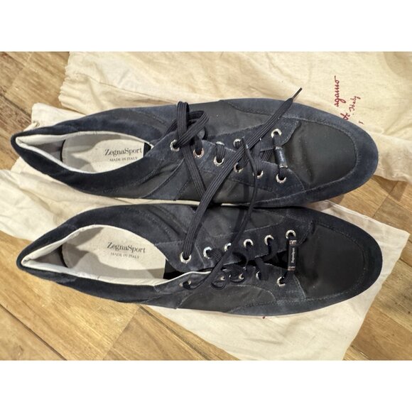 Ermenegildo Zegna Men Shoes Black/Navy Lace Up Sneaker Size 13 US Made in Italy